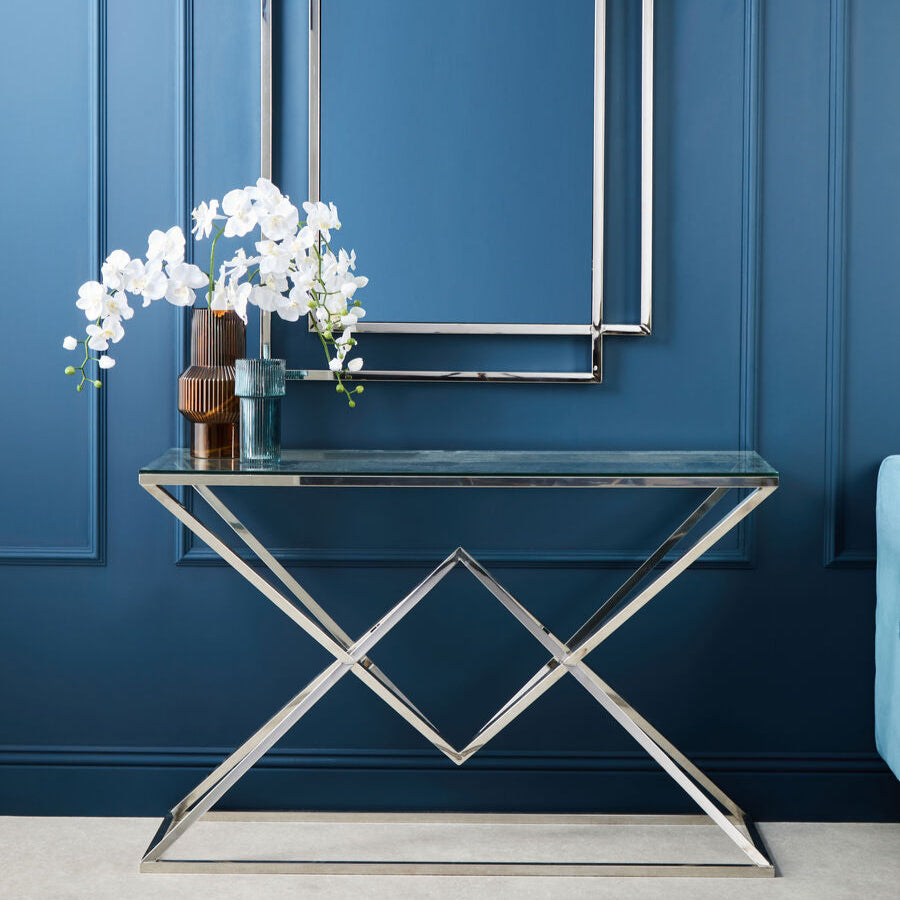 Allure Tempered Glass Rectangular Console Table