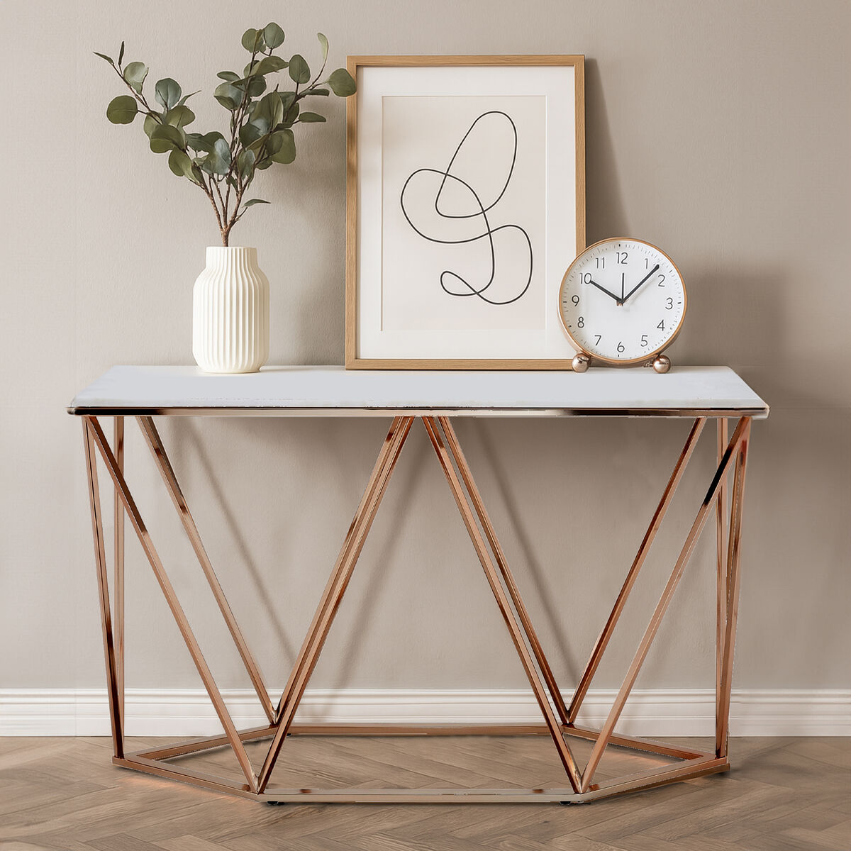 Allure Rectangular Champagne Console Table
