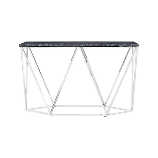 Allure Rectangular Black Marble Console Table.