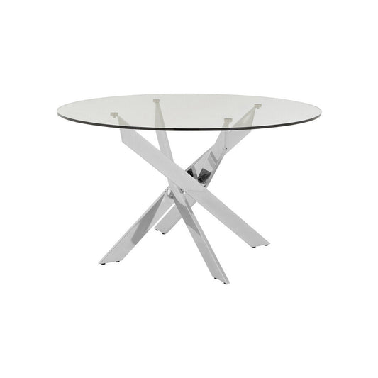 Allure Round Dining Table with Chrome Intersected legs