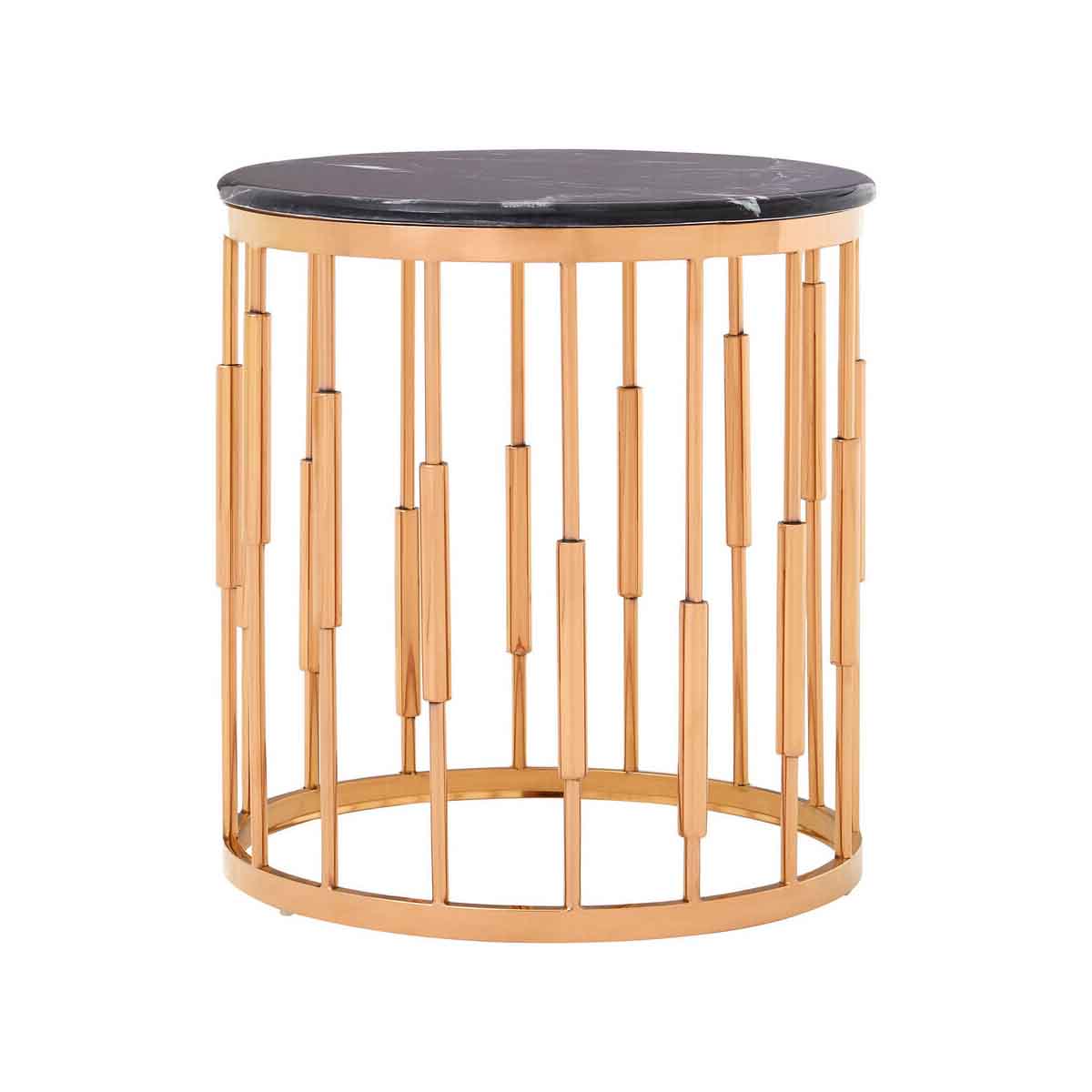 Alvaro Round Copper Finish Side Table