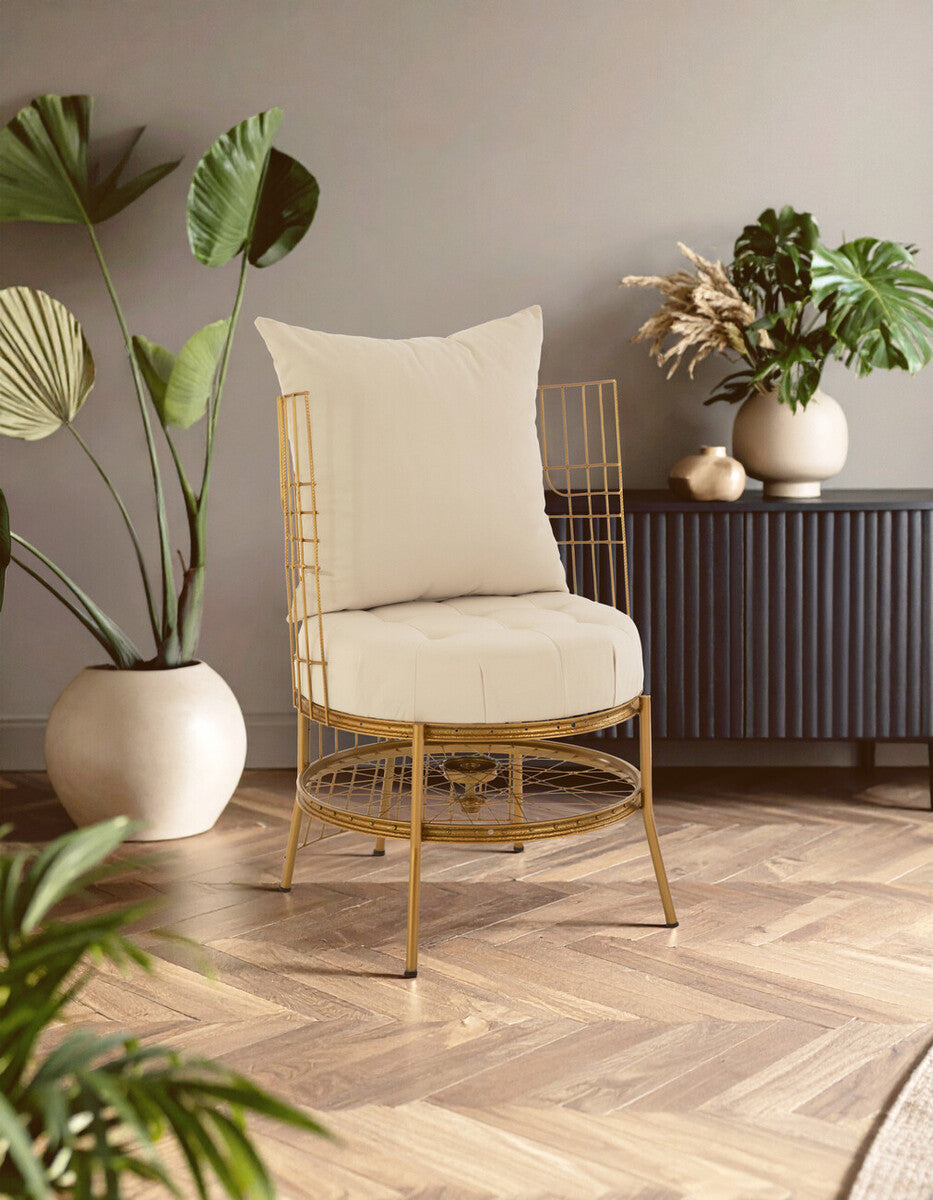 Mantis Gold Finish Chair With Cushion