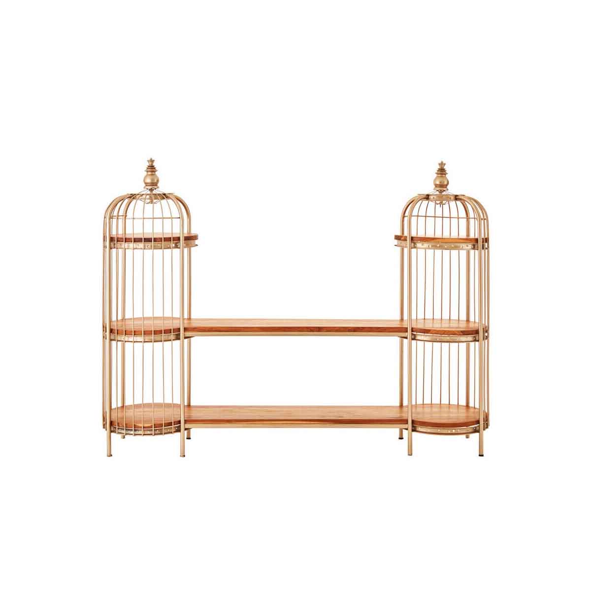 Mantis Champagne Gold Finish Birdcage Shelf Unit