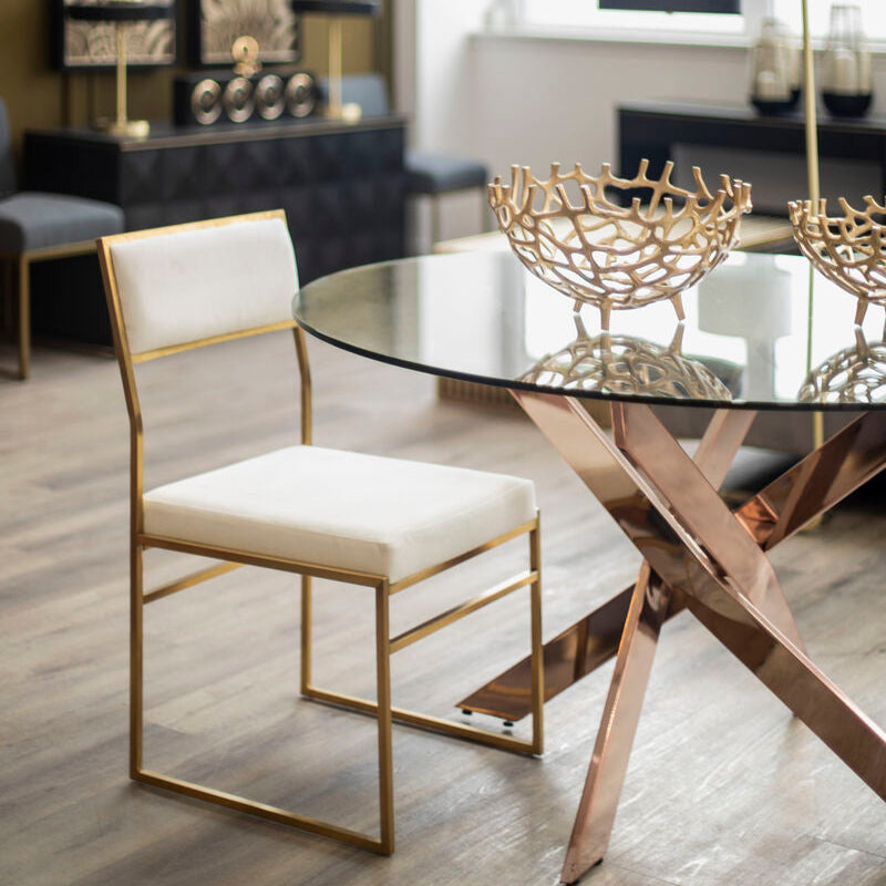 Mian Milky White Velvet Dining Chair