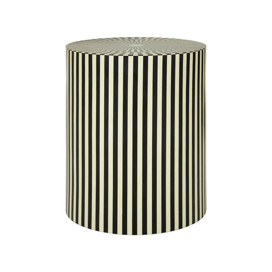 Hassa Ivory and Black Resin Table and Stool