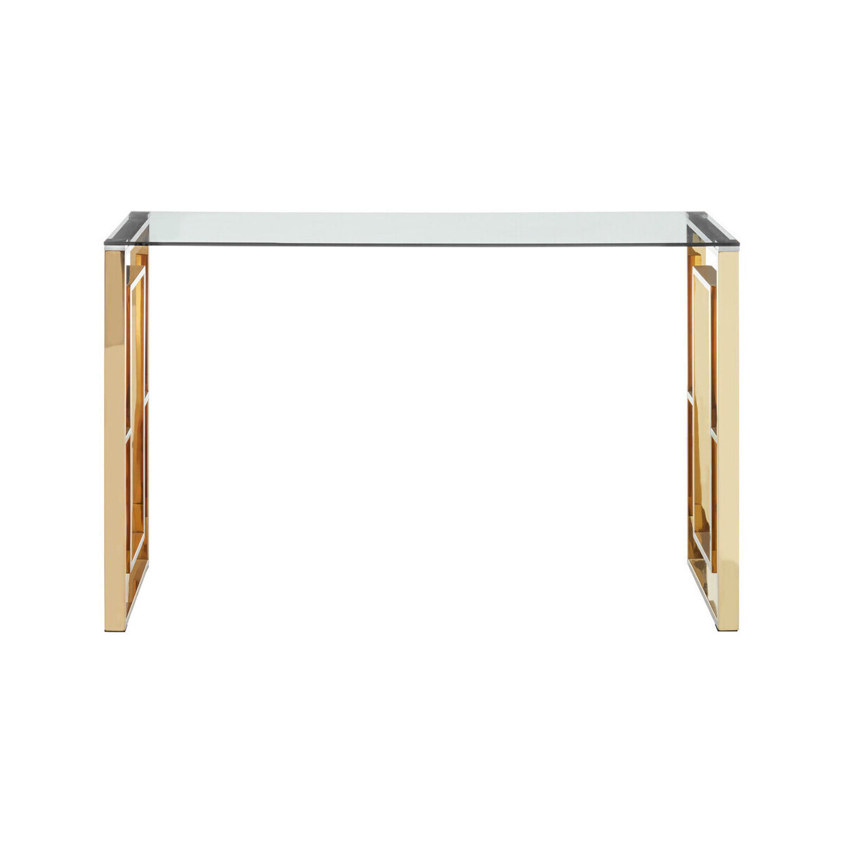 Allure Console Table with Gold Legs and Glass Top