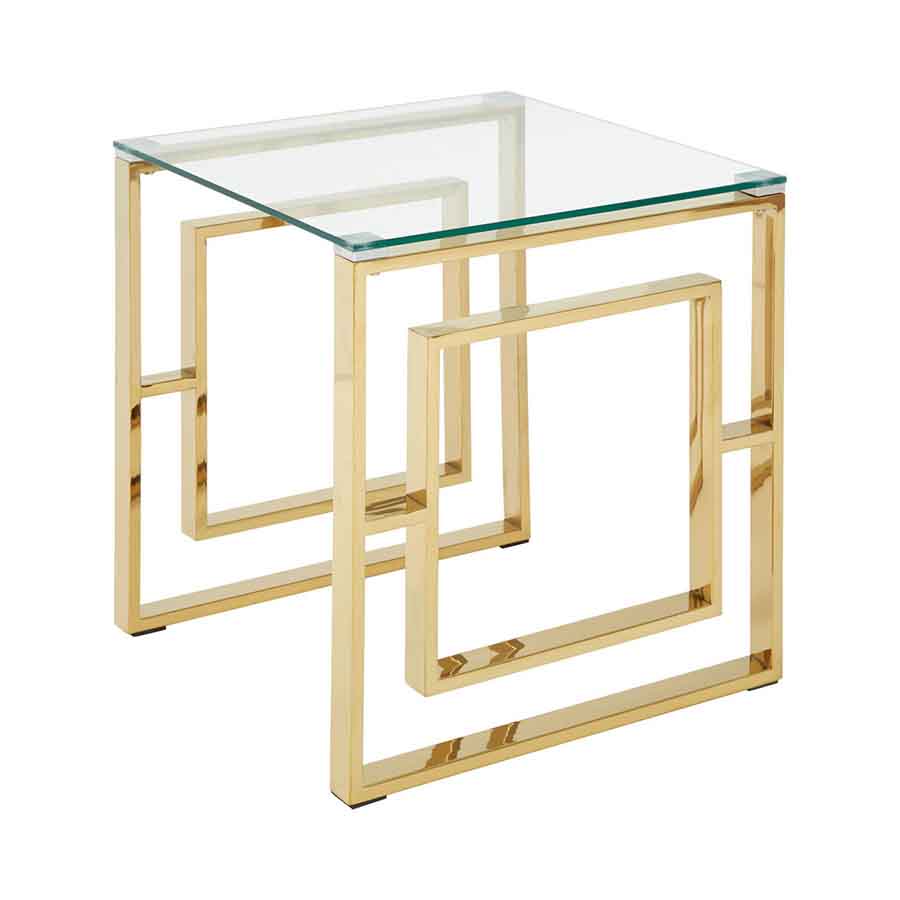 Allure Gold Finish Square Legs End Table