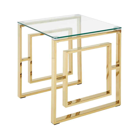 Allure Gold Finish Square Legs End Table
