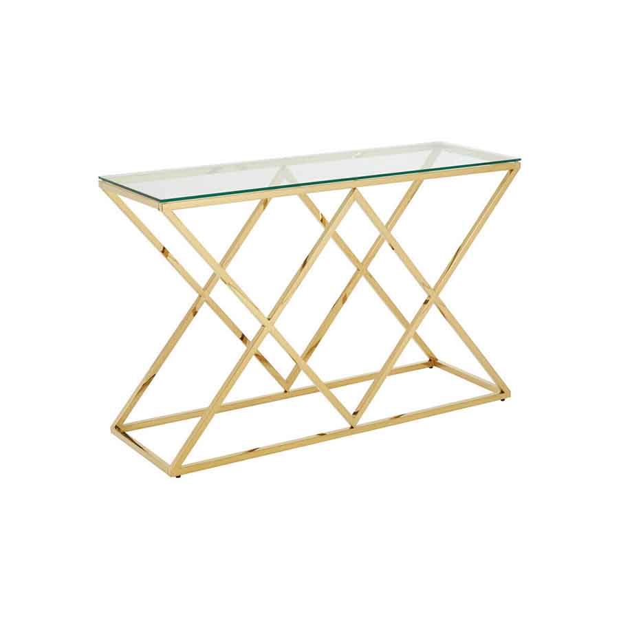 Allure Gold Finish Console Table