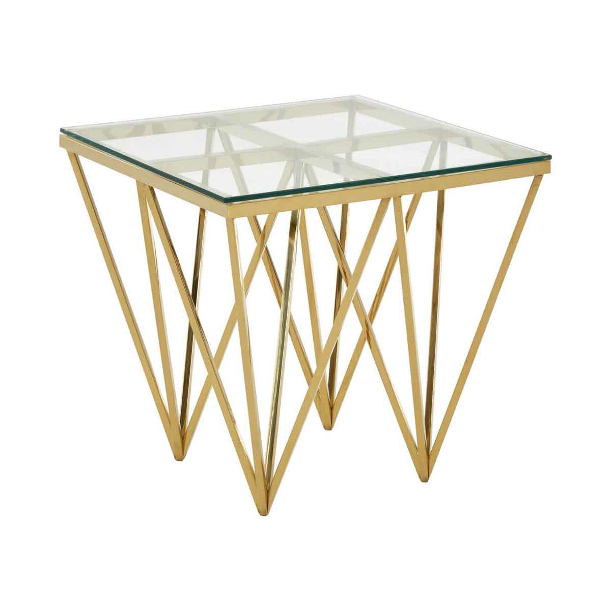 Allure Gold Finish Spike Legs End Table