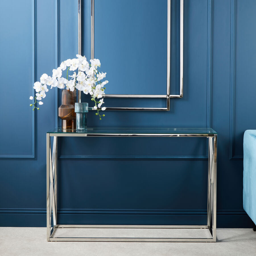 Allure Silver Cross Design Console Table