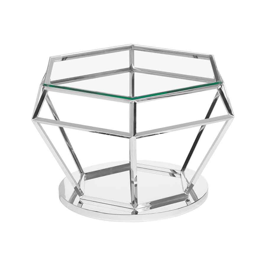Allure Silver Finish Diamond Design End Table