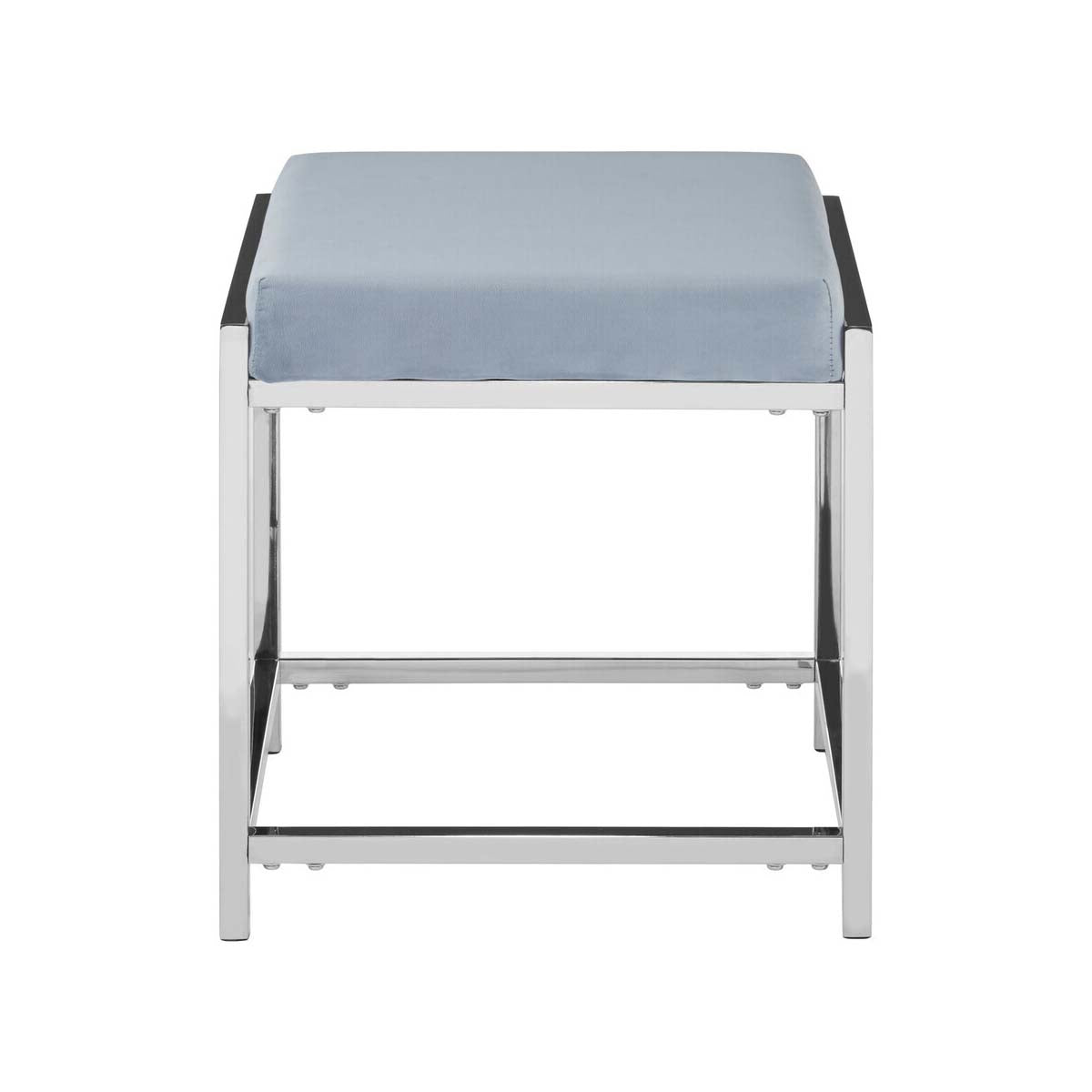 Allure Powder Blue Velvet And Silver Stool