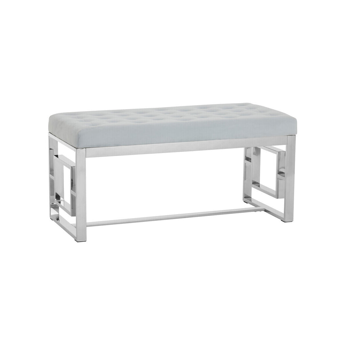 Allure Powder Blue Velvet And Silver Bench