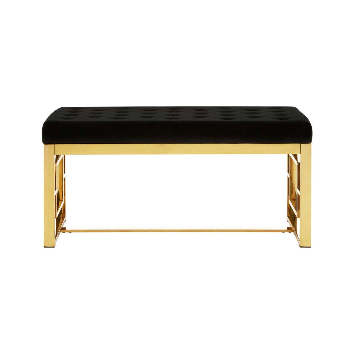 Allure Black Velvet and Gold Bench