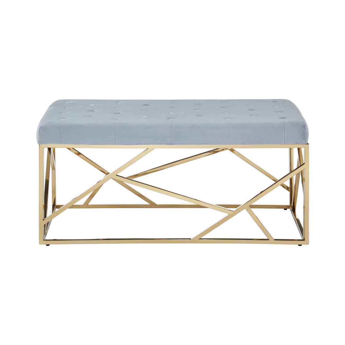Allure Gold And Powder Blue Velvet Bench