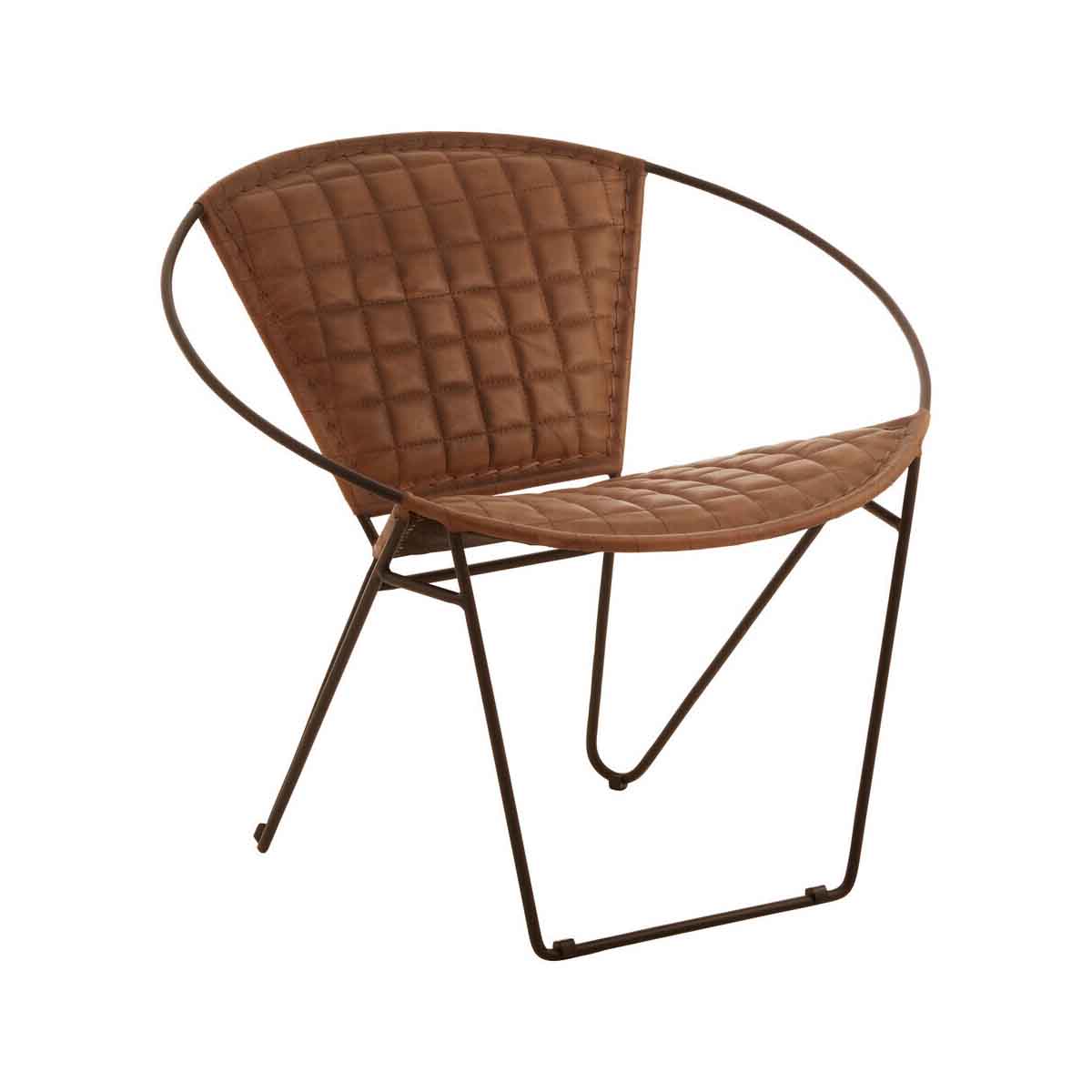 Buffalo Light Brown Leather Iron Chair