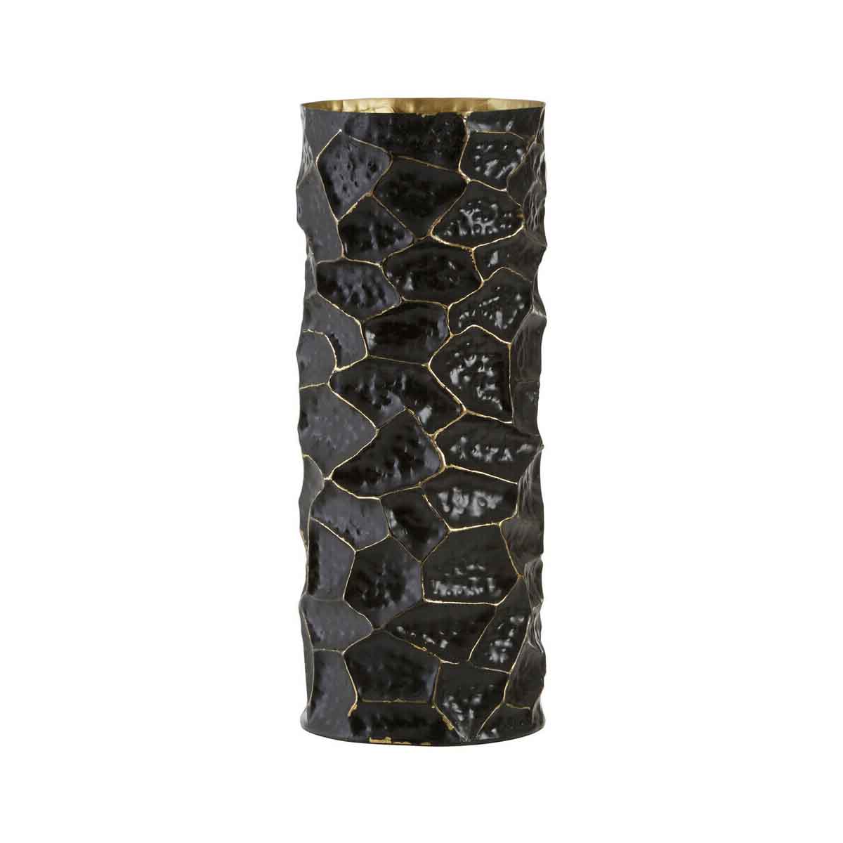 Akola LargeMetal Vase in Black and Gold