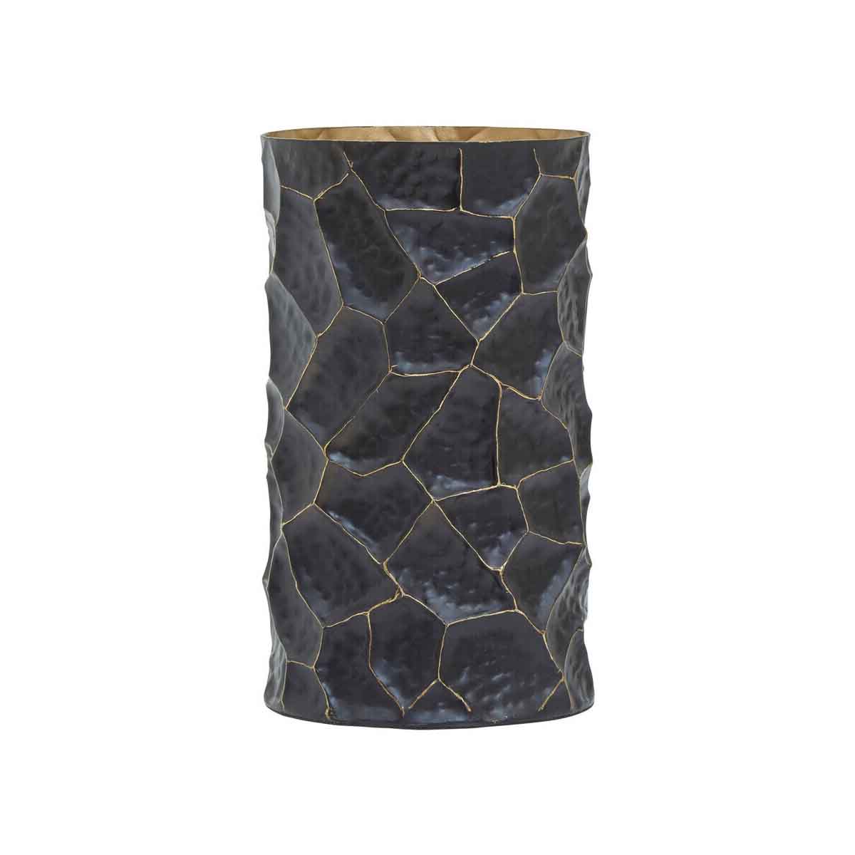 Akola Small Metal Vase in Black and Gold