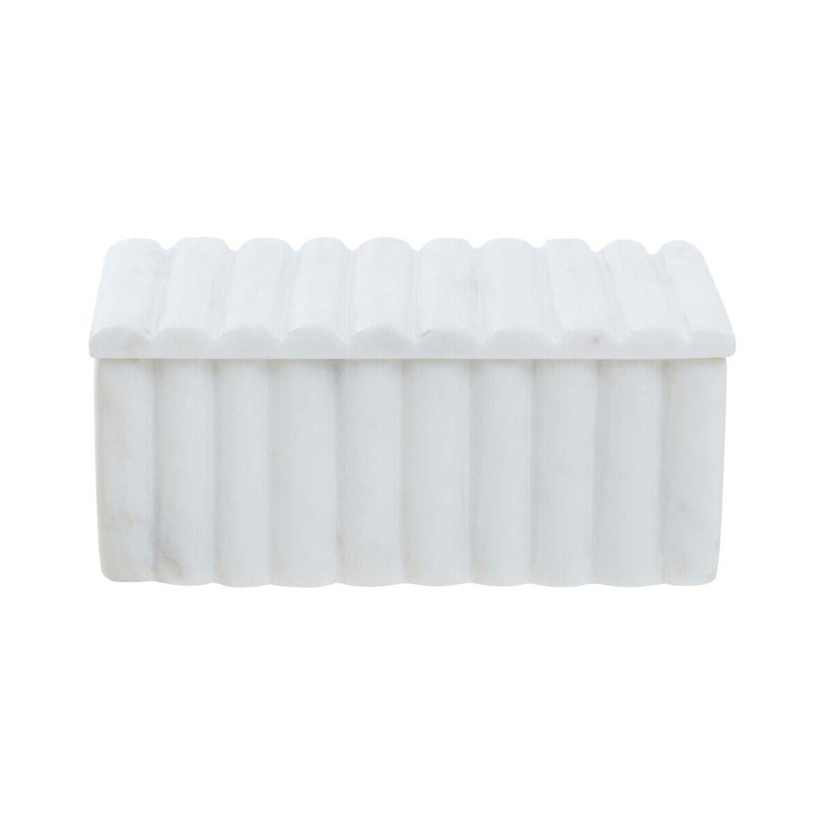 Nason White Marble Ribbed Box