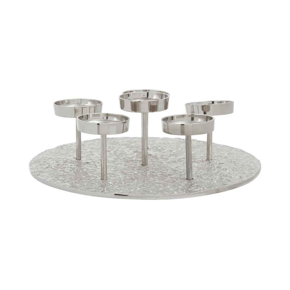 Akola Silver Round 6 Pillar Candle Holder