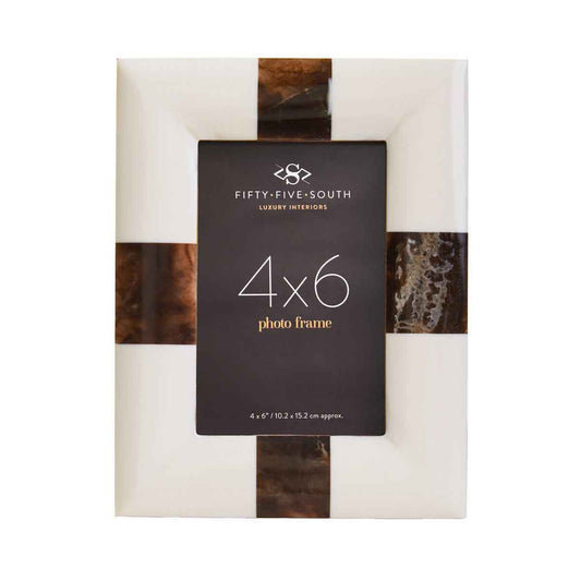 Decio 4In x 6In Cream And Brown Finish Photo Frame
