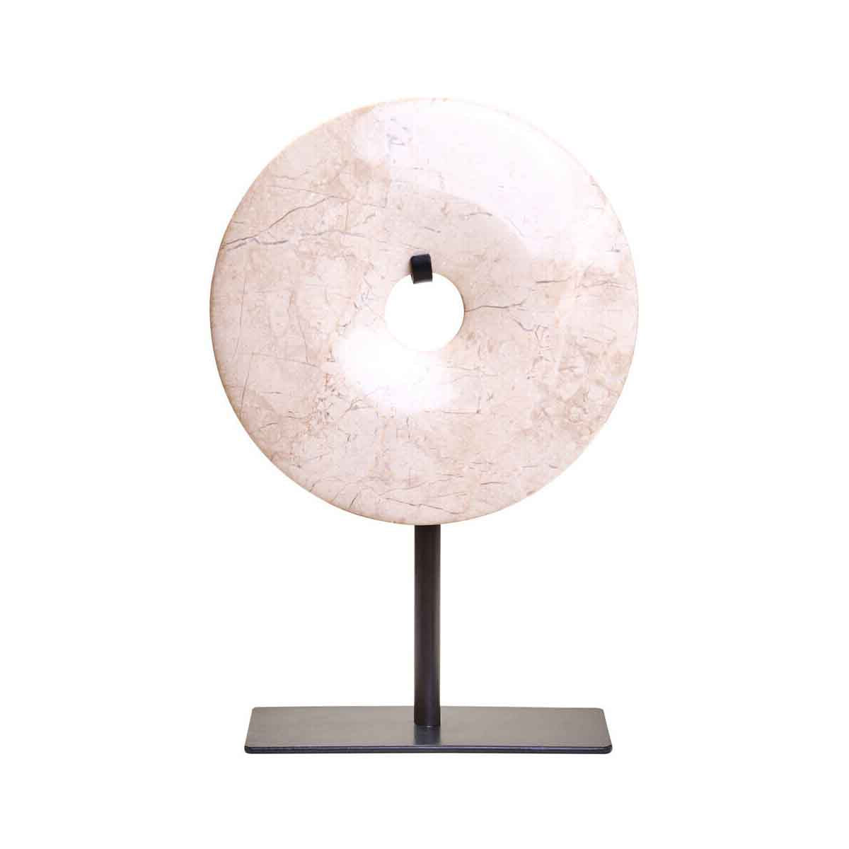 Zoro Extra Small Round Cream Marble Disc Sculpture