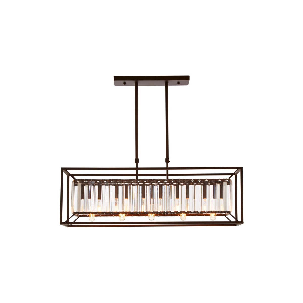 Akiko 5 Bulb Dark Bronze and Glass Ceiling Light