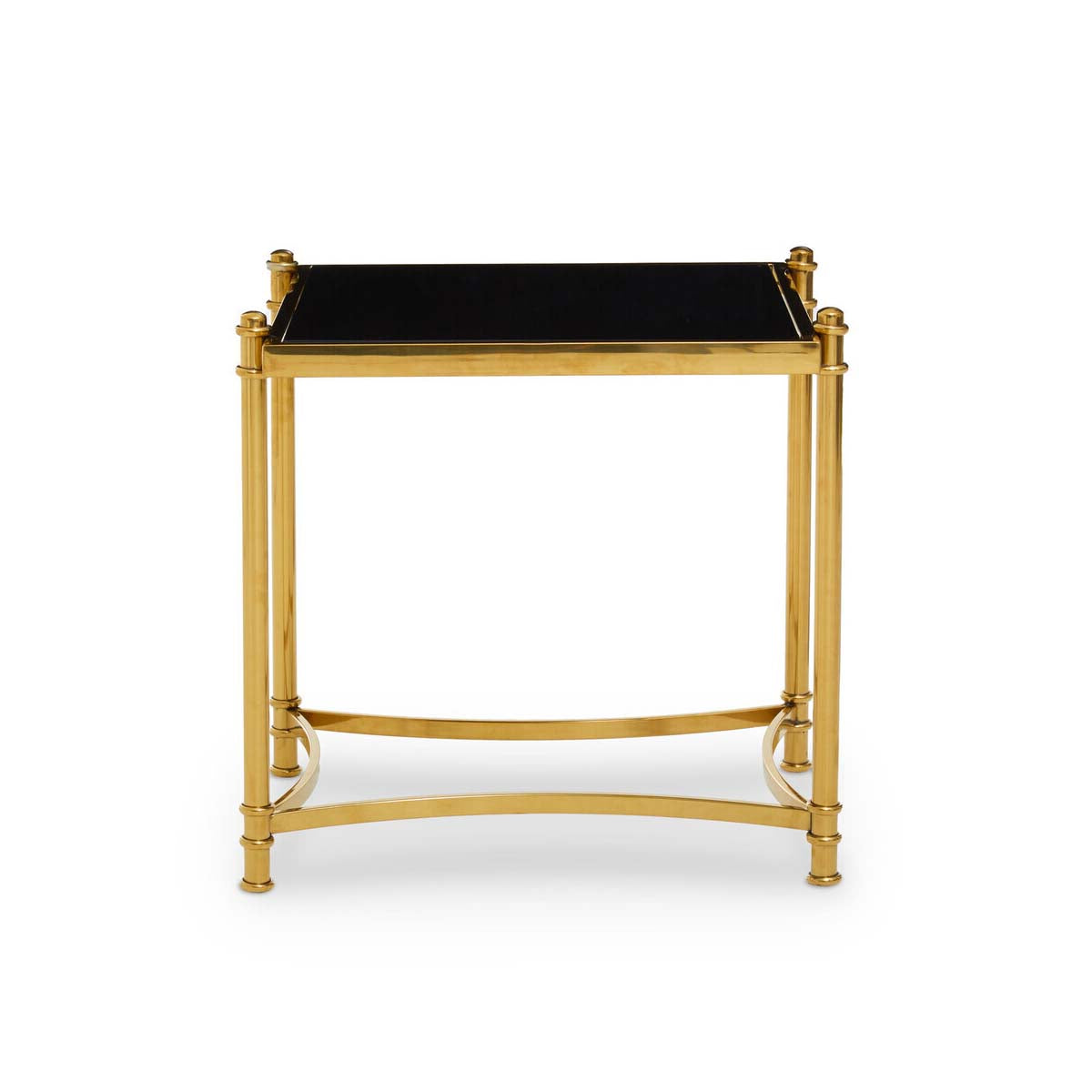 Ackley Gold Side Table with Black Glass