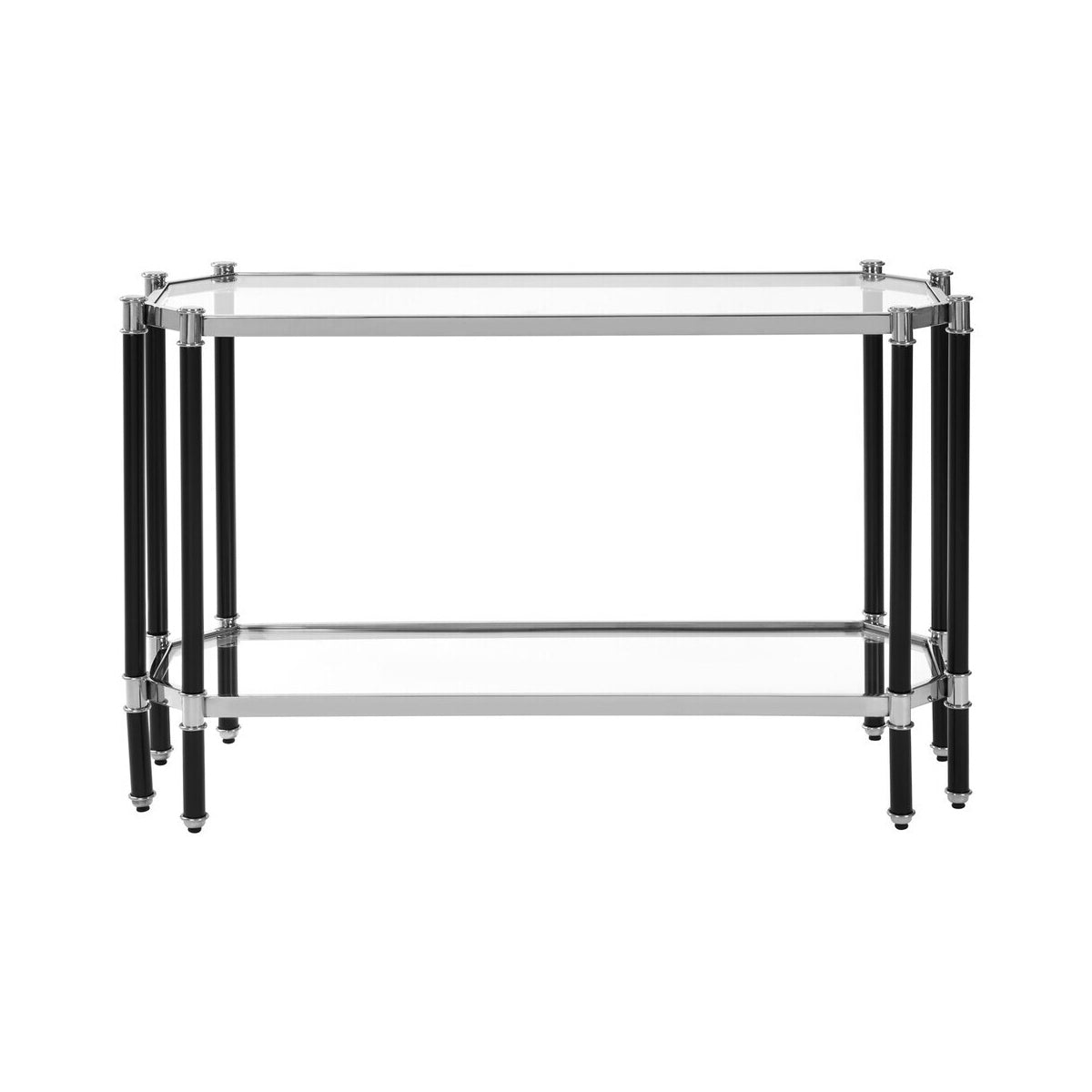 Allessi Silver and Black Console Table with Glass Top
