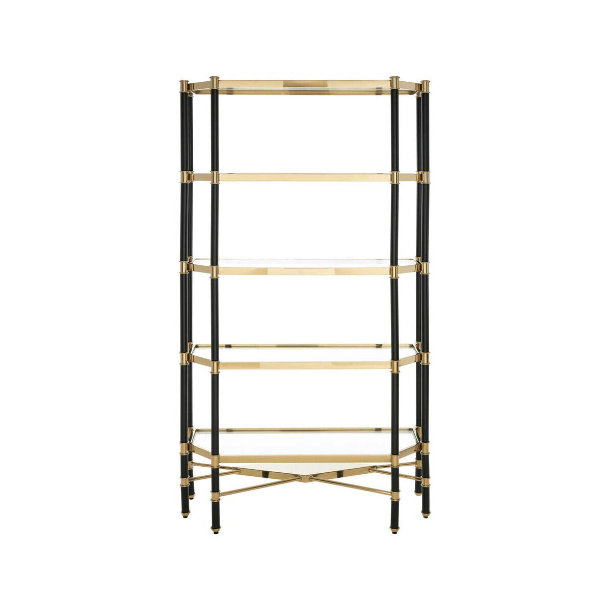 Allessi 5 Shelf Unit In Champagne Finish and Black Frame
