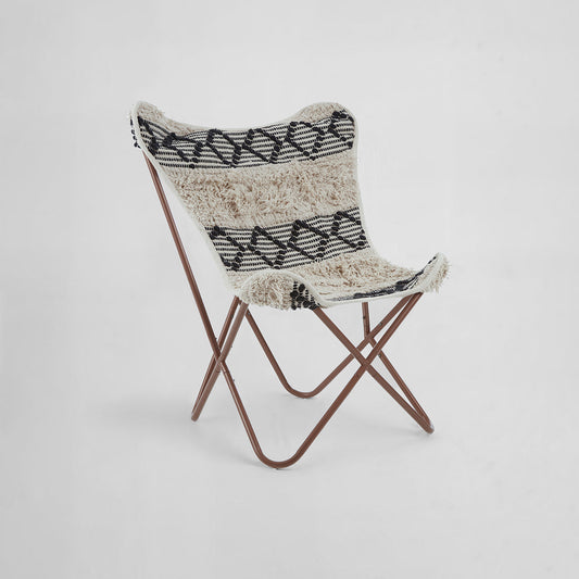 Cefena Black and White Pattern Butterfly Chair