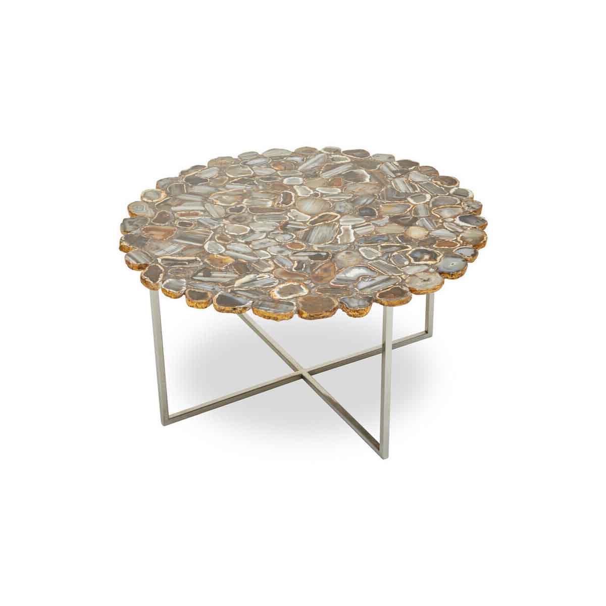 Rabia Agate Coffee Table With Cross Base
