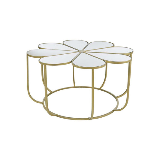 Rabia Petal Coffee Table With Mirrored Top