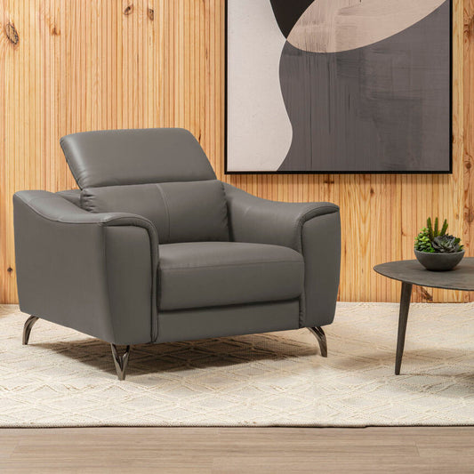 Padua Grey Finish Leather Armchair