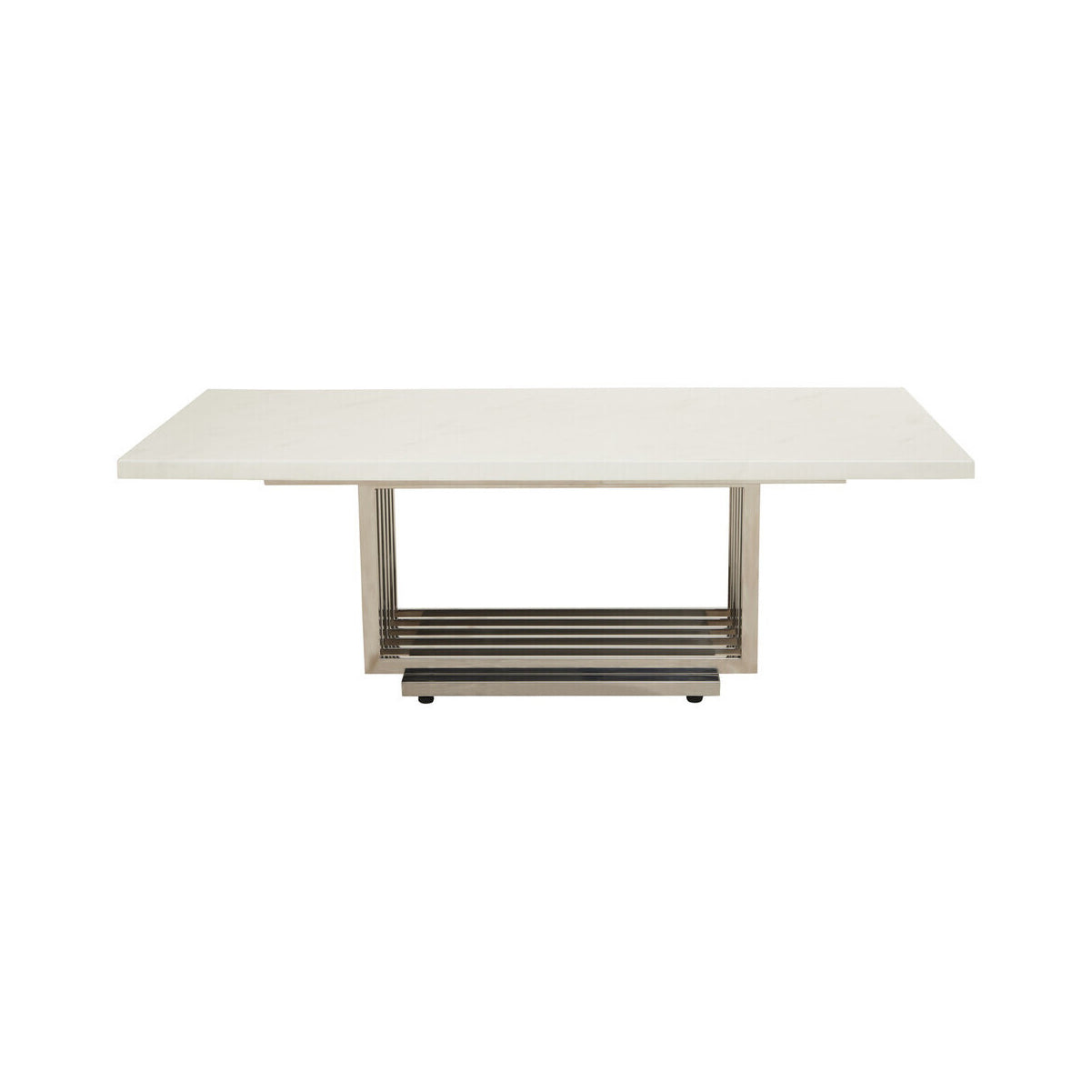 Moda White Fuax Marble Coffee Table With Silver Finish Frame