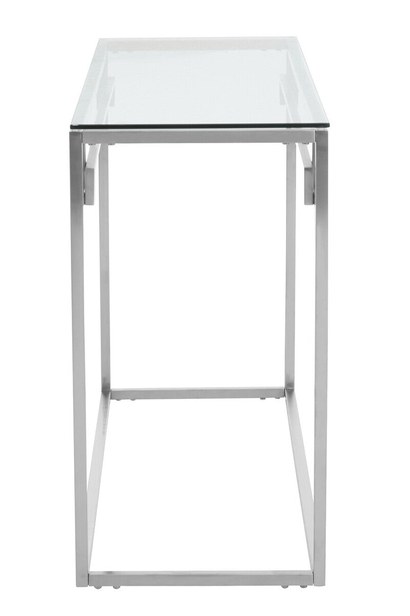 Allure Tempered Glass Silver Finish Console Table