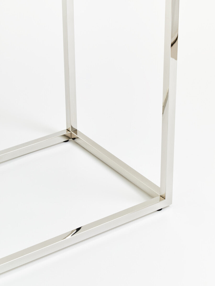 Allure Tempered Glass Silver Finish Console Table