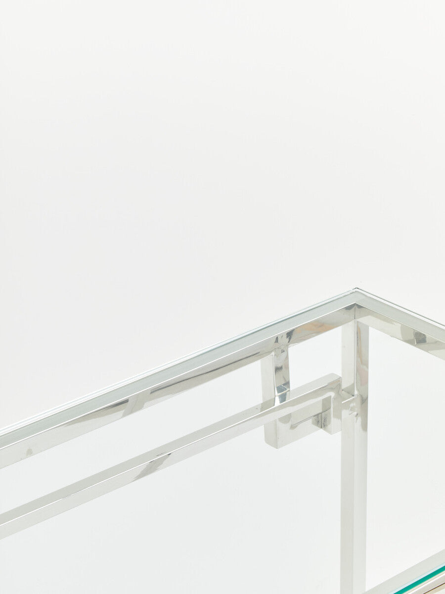 Allure Tempered Glass Silver Finish Console Table