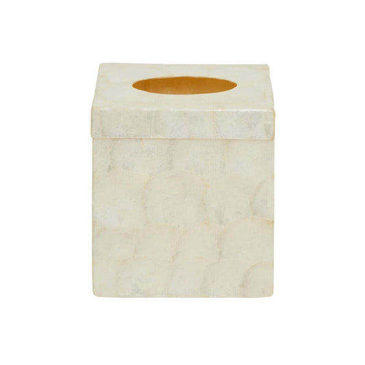 Palu White Shell Square Tissue Box