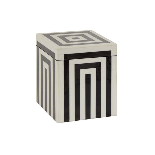 Donato Small Square Black and White Stripe Trinket Box
