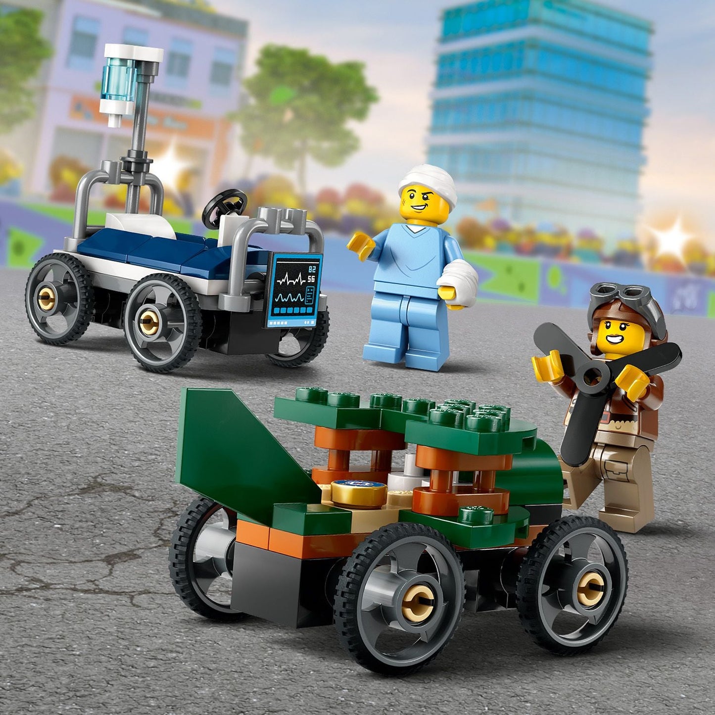 Lego City 60459 Airplane Vs. Hospital Bed Race Car Pack for Ages 5+