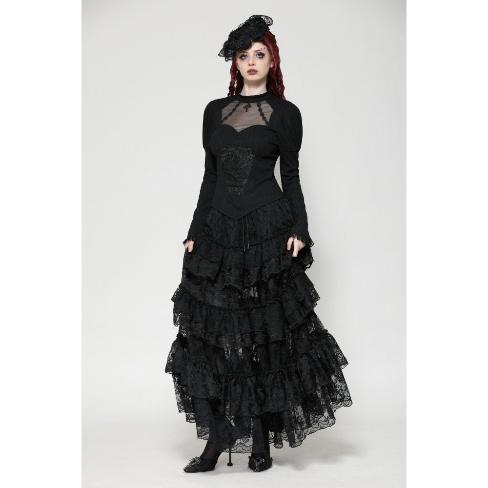 Dark in Love Avalon Gothic Embroidered Puff Sleeve Top