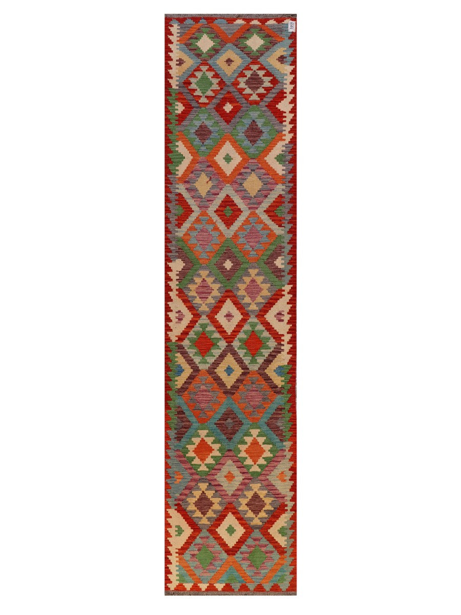 Maimana Afghanistan Kilim Runner - 376 x 88 cm