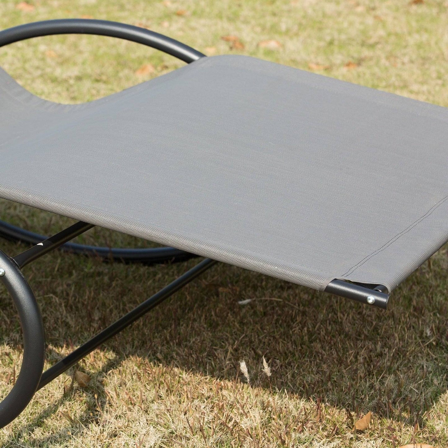 Double Hammock Chair Sun Lounger Outdoor Patio Garden Swing Rock Seat Grey