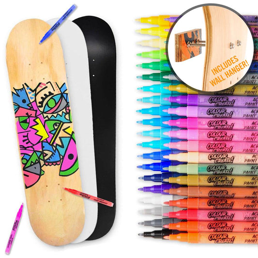 Venom Skateboards Deck & Colour Create Pens + Deck Wall Hanger