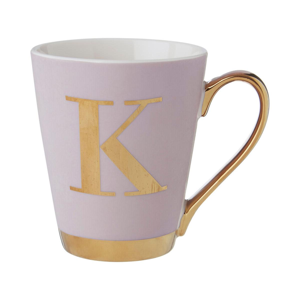 Mimo Pastel Pink Frosted Deco K Letter Monogram Mug