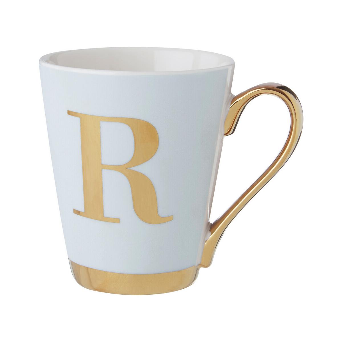 Mimo Green Frosted Deco R Letter Monogram Mug.