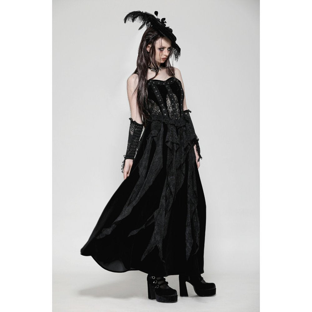 Dark in Love Fia Romantic Gothic Hollow Waist Maxi Dress