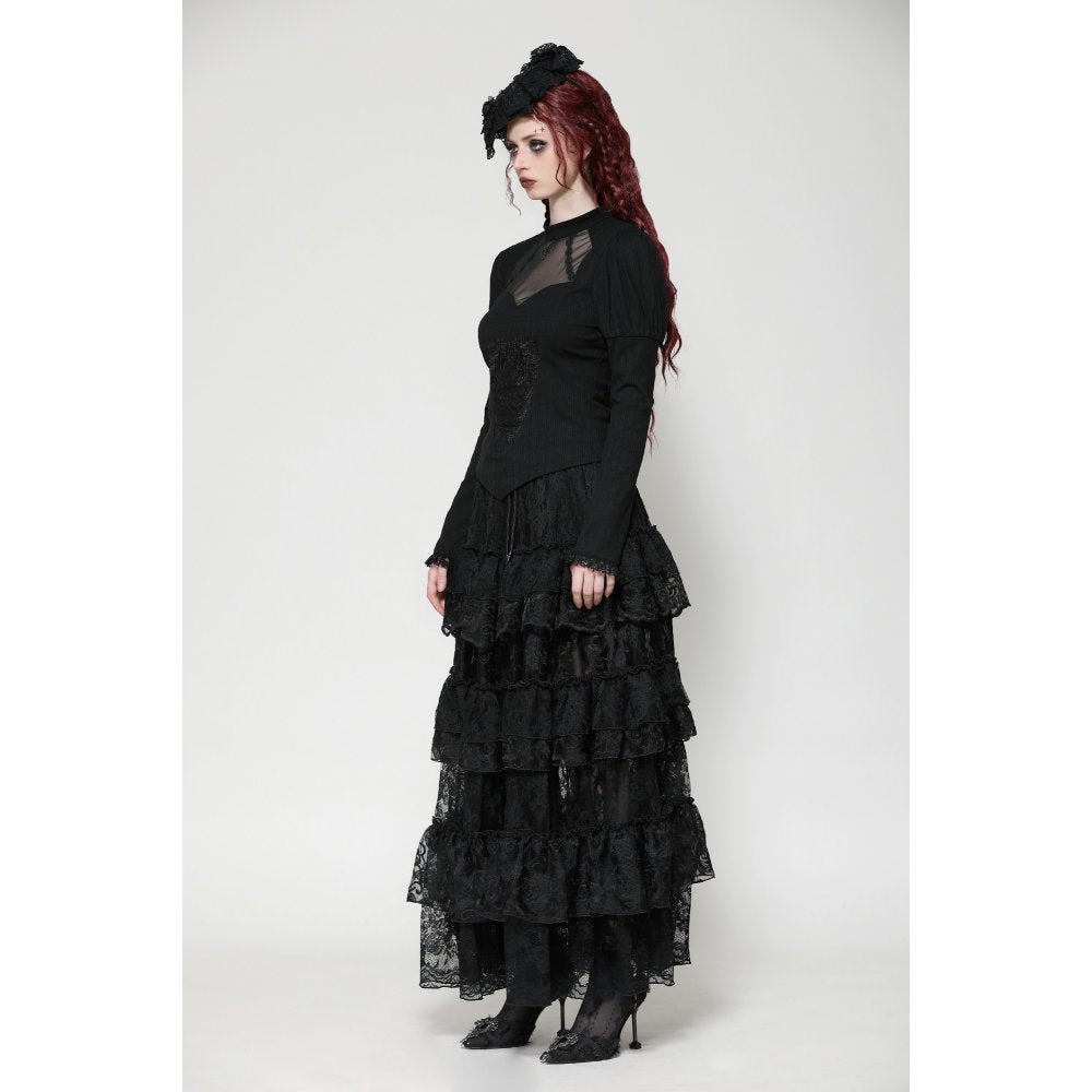 Dark in Love Avalon Gothic Embroidered Puff Sleeve Top